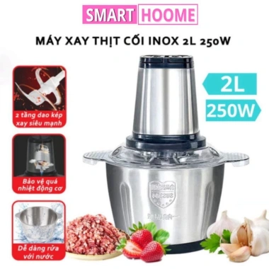 Máy Xay Thịt Đa Năng Inox 304 2L 250W – 4 Lưỡi Dao Xay Thịt Cá, Rau Củ, Sinh Tố – Giá 159.000₫ SMART HOOME
