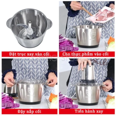 Máy Xay Thịt Đa Năng Inox 304 2L 250W – 4 Lưỡi Dao Xay Thịt Cá, Rau Củ, Sinh Tố – Giá 159.000₫ SMART HOOME