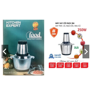 Máy xay thịt đa năng inox 304 2L 250W 4 lưỡi kép - Xay rau củ, quả, giá 120k 3