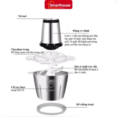 Máy Xay Thịt Đa Năng Inox 304 2L 300W - Lưỡi Dao Kép Siêu Sắc, Xay Cá, Cua, Đá, Rau Củ - Giá chỉ 224.952 VND 2