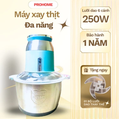 Máy Xay Thịt Đa Năng Inox 304 Không Rỉ - Xoay Khỏe, Nhuyễn Rau Củ, Tỏi Ớt, Tặng Dao Thay Thế 2