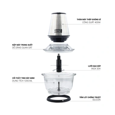 Máy xay thịt đa năng LEBENLANG LBUF1.920 400W thủy tinh 1.200ml bảo hành 2 năm giá ưu đãi 881.820 VND