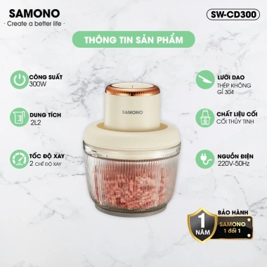 Máy Xay Thịt Đa Năng Samono SW-CD300 300W, 2 Cối Thủy Tinh 300ml/2.2L, Bảo Hành 1 Năm, Xay Ăn Dặm Bé - Giá 449k 2