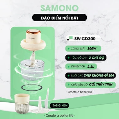 Máy Xay Thịt Đa Năng Samono SW-CD300 300W, 2 Cối Thủy Tinh 300ml/2.2L, Bảo Hành 1 Năm, Xay Ăn Dặm Bé - Giá 449k 3