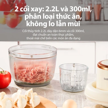 Máy Xay Thịt Đa Năng Samono SW-CD300 300W, 2 Cối Thủy Tinh 300ml/2.2L, Bảo Hành 1 Năm, Xay Ăn Dặm Bé - Giá 449k 7
