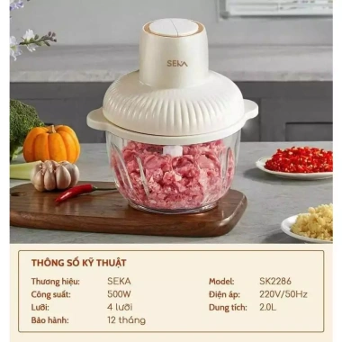 Máy xay thịt đa năng SEKA 500W 2L 1 cối + 2 cối - Giá ưu đãi 350.000₫ 9