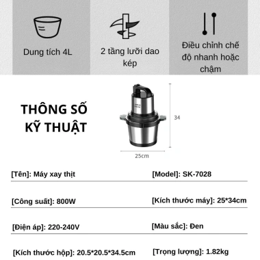 Máy xay thịt đa năng SOKANY 4L - Xay nhuyễn, dung lượng lớn, giá ưu đãi 584k 5