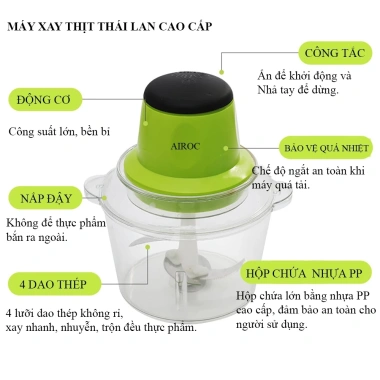 Máy xay thịt đa năng – Xay thực phẩm, hoa quả, sinh tố, tiện dụng, bảo hành 12 tháng