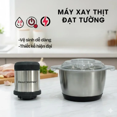 Máy xay thịt ĐAT TƯỜNG inox 2L 4 lưỡi kép - xay thực phẩm, rau củ, quả tươi ngon 5