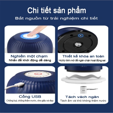 Máy xay thịt điện 5 giây, xay tỏi ớt, dung tích 350ml, sạc USB tiện lợi cho bếp 7