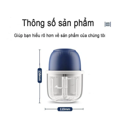 Máy xay thịt điện 5 giây, xay tỏi ớt, dung tích 350ml, sạc USB tiện lợi cho bếp 8