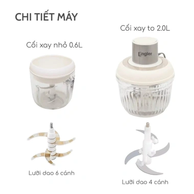 Máy xay thịt Engler EL5.146 500W hai cối, xay nhuyễn mọi thực phẩm - 370.000₫ 3