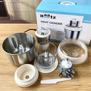 Máy Xay Thịt Haatz 2 Cối Thủy Tinh - Xay Nhanh Mịn, Lõi Đánh Ruốc, Giá 620k