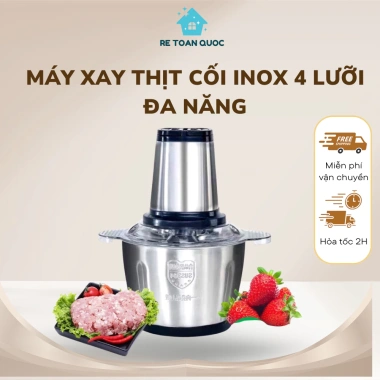 Máy Xay Thịt Inox 4 Lưỡi Đa Năng 2L - Xay Thịt, Tỏi, Rau Củ Quả Giá 121.500₫