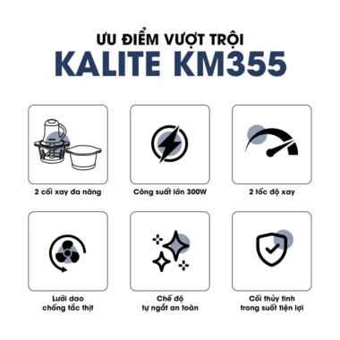 Máy Xay Thịt Kalite KM355 300W - 2 Cối Thủy Tinh Đa Năng, Chính Hãng, Giá 679.000₫ 2