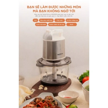 Máy xay thịt Morico MM5.001 500W 2 cối Thủy Tinh và Inox xay giò chuẩn giá chỉ 869.000đ
