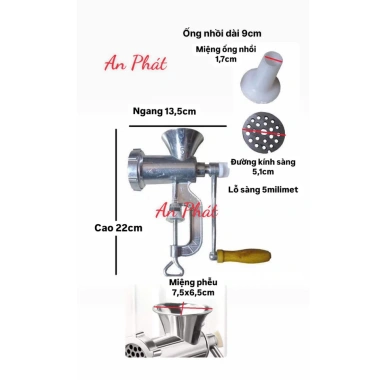 Máy xay thịt nhồi xúc xích dồi lòng, xay tỏi ớt rau củ - Giá 219.000 VND giảm từ 267.180 VND