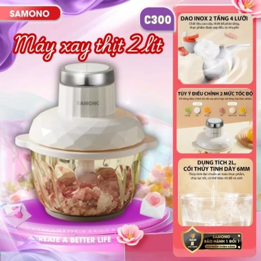 Máy xay thịt Samono SW-C300 2L 300W cối thủy tinh 4 lưỡi dao thép không gỉ - Giá 389.000 BH 1 đổi 1 10 Máy xay thịt Samono SW-C300 2L 300W cối thủy tinh 4 lưỡi dao thép không gỉ - Giá 389.000 BH 1 đổi 1 10