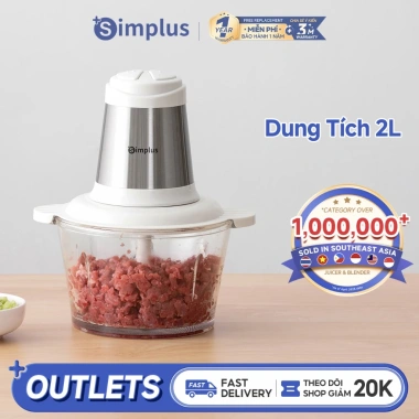 Máy Xay Thịt Simplus 2L Cối Thủy Tinh 420 Lưỡi Dao Thép - Giá 361k, Bảo Hành 12 Tháng