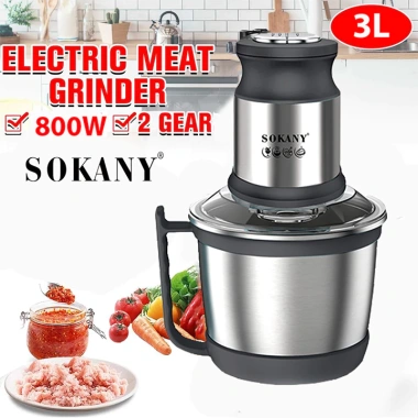 Máy xay thịt SOKANY 800W cối 3 lít inox 304 Xay thịt, cua, cá, rau củ, giá 395.000₫