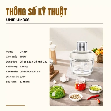 Máy Xay Thịt Unie UM366 2 Cối 400W - Chính Hãng, Giá chỉ 599.000, giảm 131.780 3