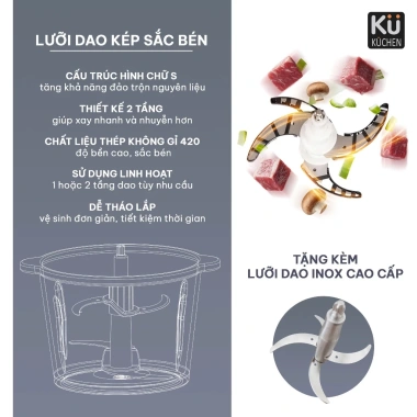 Máy xay thực phẩm đa năng KUCHEN DKFC1.212 500W 2.100ml - Giá ưu đãi 1.260.000₫, bảo hành 2 năm 6