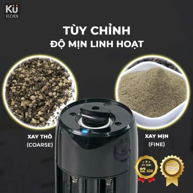 Máy xay tiêu muối tự động đa chế độ xay thô mịn, bảo hành 2 năm KU KYMQ-63B 472.500₫ 3