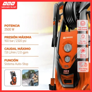 Máy Xịt Rửa Áp Lực Cao DAX160-2.500 2.500W 195Bar Rửa Xe Chính Hãng Mỹ Bảo Hành 1 Năm Giá Ưu Đãi Máy Xịt Rửa Áp Lực Cao DAX160-2.500 2.500W 195Bar Rửa Xe Chính Hãng Mỹ Bảo Hành 1 Năm Giá Ưu Đãi