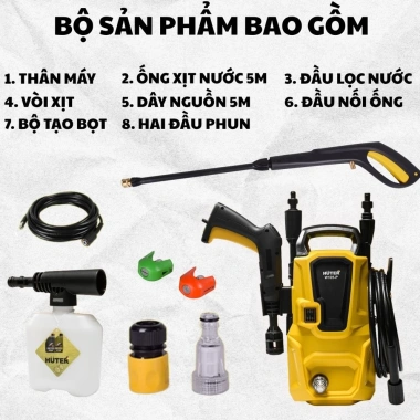 Máy Xịt Rửa HUTER 1.350W 360L/h 70-100Bar – Rửa Xe, Sân Vườn, Tường Nhà, BH 12 Tháng 3