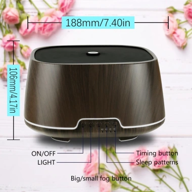Máy xông tinh dầu 650ml trụ gỗ vuông, đèn LED, tạo hương thơm, tạo ẩm, giảm 22% 4