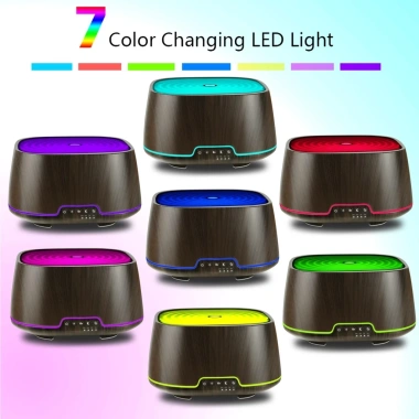 Máy xông tinh dầu 650ml trụ gỗ vuông, đèn LED, tạo hương thơm, tạo ẩm, giảm 22% 5