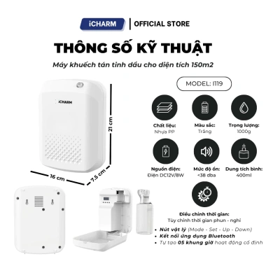 Máy xông tinh dầu iCHARM – Phun thơm phòng ngủ, spa, khách sạn, khử mùi hôi, chỉ 1.979.000đ 4