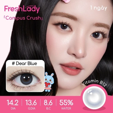 MCK1 Fresh Lady 2 chiếc kính áp tròng ngày 14.2-14.5mm Blue Gray 0-7 độ - Giá chỉ 65.000₫ 2