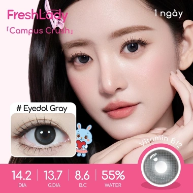 MCK1 Fresh Lady 2 chiếc kính áp tròng ngày 14.2-14.5mm Blue Gray 0-7 độ - Giá chỉ 65.000₫ 3
