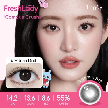 MCK1 Fresh Lady 2 chiếc kính áp tròng ngày 14.2-14.5mm Blue Gray 0-7 độ - Giá chỉ 65.000₫ 6