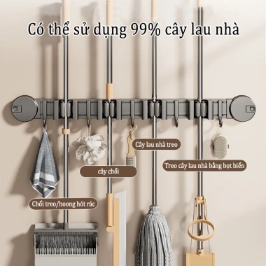MEIDOO Thanh móc kẹp chổi đa năng – Treo cây lau nhà, dán tường, kẹp cốc hút, giảm 22% còn 176.000₫