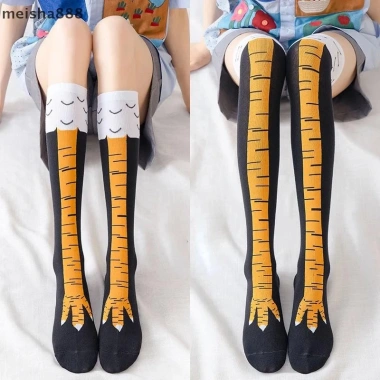 Meisha888 Tất Nữ Chân Gà Hoạt Hình Đầu Gối Dài Cotton 3D In Đùi Chất Cao Cấp