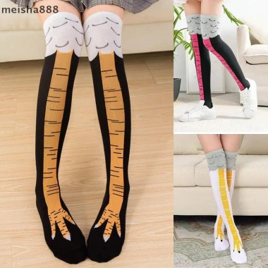 Meisha888 Tất Nữ Chân Gà Hoạt Hình Đầu Gối Dài Cotton 3D In Đùi Chất Cao Cấp