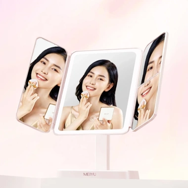 MEIYU Hộp quà tặng trang điểm 4 tầng 12 món, hoa sáp Trái Tim, gương LED cảm ứng, quà tặng nữ 1.2 triệu