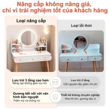MEKONG Bàn trang điểm đa năng gương LED cảm ứng tùy chọn + ghế bướm thời trang 2 MEKONG Bàn trang điểm đa năng gương LED cảm ứng tùy chọn + ghế bướm thời trang 2