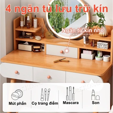 MEKONG Bàn trang điểm đa năng gương LED cảm ứng tùy chọn + ghế bướm thời trang