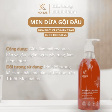 Men Dừa Gội Đầu Konus 500ml - Dưỡng mềm mượt, ngăn gãy rụng, giảm giá 235.720 VND 2