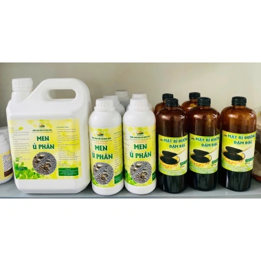 Men Ủ Phân EM ủ nhanh phân hữu cơ vi sinh cho cá, đậu nành, chuối, rác nhà bếp - Chai 1 L / Thùng 5 L