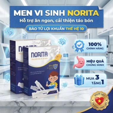 Men vi sinh Norita cho trẻ ăn ngon, giảm táo bón, cân bằng tiêu hoá - Hộp 15 ống 540k