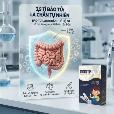 Men vi sinh Norita cho trẻ ăn ngon, giảm táo bón, cân bằng tiêu hoá - Hộp 15 ống 540k 2 Men vi sinh Norita cho trẻ ăn ngon, giảm táo bón, cân bằng tiêu hoá - Hộp 15 ống 540k 2