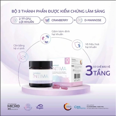 Men vi sinh phụ nữ Lactobact Intima 60 viên nhập khẩu Đức - bổ sung lợi khuẩn, D-Mannose hỗ trợ sức khỏe tiết niệu 2 Men vi sinh phụ nữ Lactobact Intima 60 viên nhập khẩu Đức - bổ sung lợi khuẩn, D-Mannose hỗ trợ sức khỏe tiết niệu 2