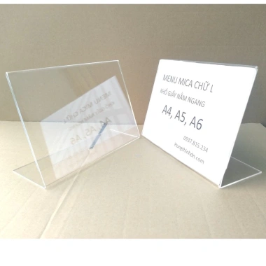 Menu Mica Chữ L Trong Suốt - Bảng Tên, Kệ Nhãn Giá Mini Đặt Bàn, Giá 3.800 dong