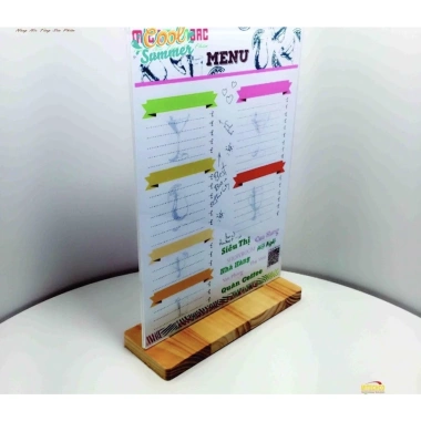 Menu mica sẵn A4-A5 đế gỗ tự nhiên - Giá ưu đãi 45.000 cho nhà hàng, doanh nghiệp 6