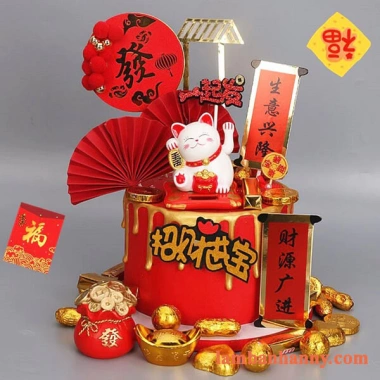 Mèo Thần Tài Bánh Sinh Nhật – Tượng Phong Thủy, Phụ Kiện Bánh Kem Lumi Cakes 3