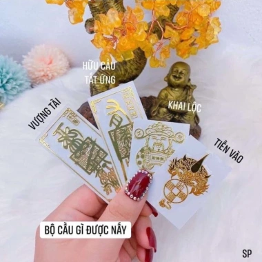 Mèo Thần Tài Dán Điện Thoại và Ví Tiền - Linh Phù May Mắn, Chiêu Tài Lộc, Trâu Thần Tài, Giá 16.000 VND (Giảm từ 19.840 VND)